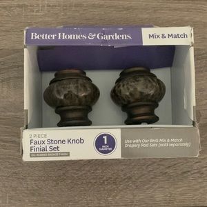 Better Homes & Gardens Curtain Rod Ribbed Knob Finials Set 2 Oil Rub Bronze